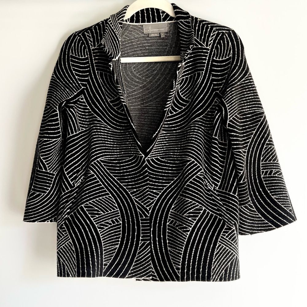Anthropologie Abstract Print Monochrome Knit Jacket Size Small - Picture 8 of 14